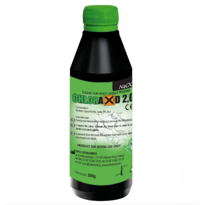 Chloraxid 2% (Хлораксід 2%), флак. 200мл - Гіпохлорит натрію (гіпохлориту натрію 2%) (Cerkamed/Церкамед)