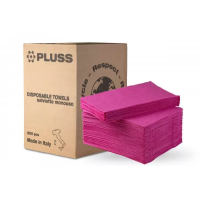 Нагрудники для пацієнтів двошарові PLUSS № TD0851 FUCSIA-00, 500шт/пак розм.= 33х45 см; колір: фуксія (Dental Market/Дентал Маркет)