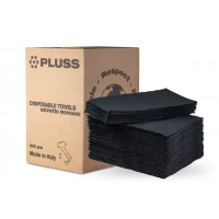 Нагрудники для пацієнтів тришарові PLUSS № TD0850 NERO-00, 500шт/пак розм.= 33х45 см; колір: чорний (Dental Market/Дентал Маркет)