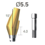 Кутовий абатмент 15 град. SuperLine (СуперЛайн) № AAB155540HL, 1шт з шестигранником; вис.= 10.5 мм; діам.= 5.50 мм; вис.ясен.= 4.0 мм (+фікс.гвинт ASC2045) (Dentium/Дентіум)