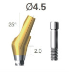 Кутовий абатмент 25 град. SuperLine (СуперЛайн) № AAB254520HL, 1шт з шестигранником; вис.= 10.5 мм; діам.= 4.50 мм; вис.ясен.= 2.0 мм (+фікс.гвинт ASC2045) (Dentium/Дентіум)