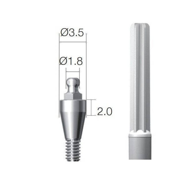 Кульковий абатмент SuperLine (СуперЛайн) № BAB352018, 1шт діам.= 3.50 мм; вис.ясен.= 2.0 мм (+тримач пластиковий) (Dentium/Дентіум)