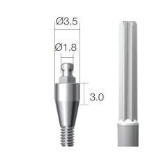 Кульковий абатмент SuperLine (СуперЛайн) № BAB353018, 1шт діам.= 3.50 мм; вис.ясен.= 3.0 мм (+тримач пластиковий) (Dentium/Дентіум)