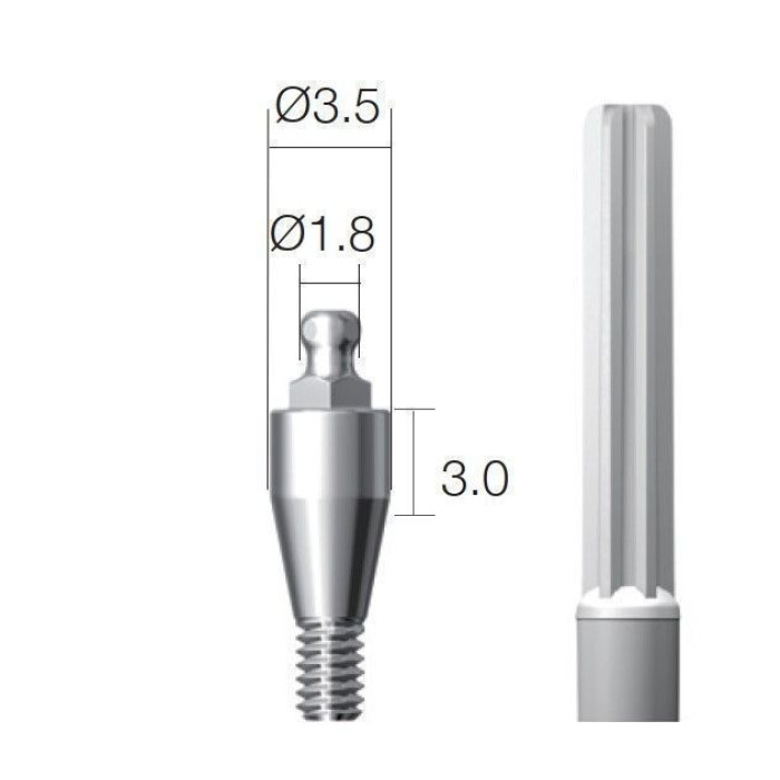 Кульковий абатмент SuperLine (СуперЛайн) № BAB353018, 1шт діам.= 3.50 мм; вис.ясен.= 3.0 мм (+тримач пластиковий) (Dentium/Дентіум)