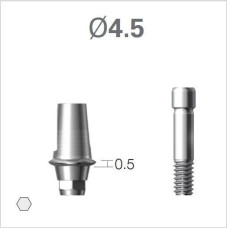 Платформа титанова (Ti-Base) SuperLine (СуперЛайн) № CDAB4505HE, 1шт з шестигранником; вис.= 5.5 мм; діам.= 4.50 мм; вис.ясен.= 0.5 мм (+фікс.гвинт ASC2045) (Dentium/Дентіум)