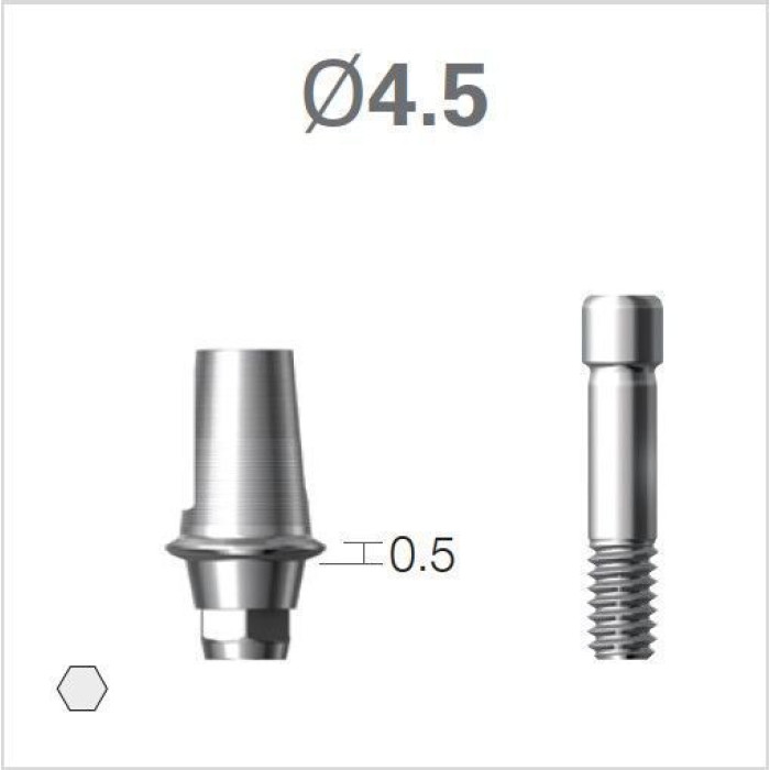 Платформа титанова (Ti-Base) SuperLine (СуперЛайн) № CDAB4505HE, 1шт з шестигранником; вис.= 5.5 мм; діам.= 4.50 мм; вис.ясен.= 0.5 мм (+фікс.гвинт ASC2045) (Dentium/Дентіум)