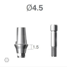 Платформа титанова (Ti-Base) SuperLine (СуперЛайн) № CDAB4515HE, 1шт з шестигранником; вис.= 5.5 мм; діам.= 4.50 мм; вис.ясен.= 1.5 мм (+фікс.гвинт ASC2045) (Dentium/Дентіум)