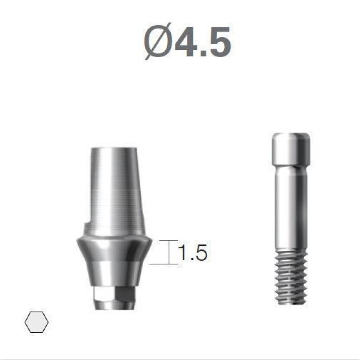 Платформа титанова (Ti-Base) SuperLine (СуперЛайн) № CDAB4515HE, 1шт з шестигранником; вис.= 5.5 мм; діам.= 4.50 мм; вис.ясен.= 1.5 мм (+фікс.гвинт ASC2045) (Dentium/Дентіум)