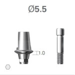 Платформа титанова (Ti-Base) SuperLine (СуперЛайн) № CDAB5510HE, 1шт з шестигранником; вис.= 5.5 мм; діам.= 5.50 мм; вис.ясен.= 1.0 мм (+фікс.гвинт ASC2045) (Dentium/Дентіум)