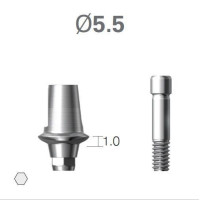 Платформа титанова (Ti-Base) SuperLine (СуперЛайн) № CDAB5510HE, 1шт з шестигранником; вис.= 5.5 мм; діам.= 5.50 мм; вис.ясен.= 1.0 мм (+фікс.гвинт ASC2045) (Dentium/Дентіум)