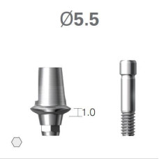Платформа титанова (Ti-Base) SuperLine (СуперЛайн) № CDAB5510HE, 1шт з шестигранником; вис.= 5.5 мм; діам.= 5.50 мм; вис.ясен.= 1.0 мм (+фікс.гвинт ASC2045) (Dentium/Дентіум)