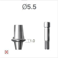 Платформа титанова (Ti-Base) SuperLine (СуперЛайн) № CDAB5510NE, 1шт без шестигранника; вис.= 5.5 мм; діам.= 5.50 мм; вис.ясен.= 1.0 мм (+фікс.гвинт ASC2045) (Dentium/Дентіум)