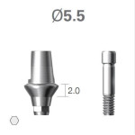 Платформа титанова (Ti-Base) SuperLine (СуперЛайн) № CDAB5520HE, 1шт з шестигранником; вис.= 5.5 мм; діам.= 5.50 мм; вис.ясен.= 2.0 мм (+фікс.гвинт ASC2045) (Dentium/Дентіум)