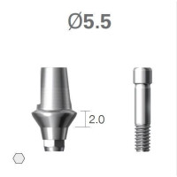 Платформа титанова (Ti-Base) SuperLine (СуперЛайн) № CDAB5520HE, 1шт з шестигранником; вис.= 5.5 мм; діам.= 5.50 мм; вис.ясен.= 2.0 мм (+фікс.гвинт ASC2045) (Dentium/Дентіум)