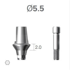 Платформа титанова (Ti-Base) SuperLine (СуперЛайн) № CDAB5520HE, 1шт з шестигранником; вис.= 5.5 мм; діам.= 5.50 мм; вис.ясен.= 2.0 мм (+фікс.гвинт ASC2045) (Dentium/Дентіум)