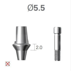 Платформа титанова (Ti-Base) SuperLine (СуперЛайн) № CDAB5520NE, 1шт без шестигранника; вис.= 5.5 мм; діам.= 5.50 мм; вис.ясен.= 2.0 мм (+фікс.гвинт ASC2045) (Dentium/Дентіум)