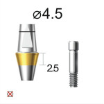 Абатмент прямий (титан Grade4+TiN) SuperLine (СуперЛайн) № DAB4525NL, 1шт діам.= 4.50 мм; форма: без шестигранника; вис.ясен.= 2.5 мм; вис.= 4.5 мм (+фікс.гвинт ASC2045) (Dentium/Дентіум)