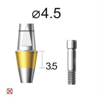 Абатмент прямий (титан Grade4+TiN) SuperLine (СуперЛайн) № DAB4535NL, 1шт діам.= 4.50 мм; форма: без шестигранника; вис.ясен.= 3.5 мм; вис.= 4.5 мм (+фікс.гвинт ASC2045) (Dentium/Дентіум)