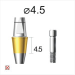 Абатмент прямий (титан Grade4+TiN) SuperLine (СуперЛайн) № DAB4545NL, 1шт діам.= 4.50 мм; форма: без шестигранника; вис.ясен.= 4.5 мм; вис.= 4.5 мм (+фікс.гвинт ASC2045) (Dentium/Дентіум)