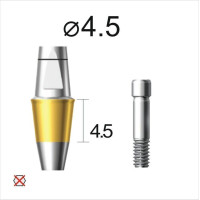 Абатмент прямий (титан Grade4+TiN) SuperLine (СуперЛайн) № DAB4545NL, 1шт діам.= 4.50 мм; форма: без шестигранника; вис.ясен.= 4.5 мм; вис.= 4.5 мм (+фікс.гвинт ASC2045) (Dentium/Дентіум)