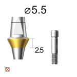 Абатмент прямий (титан Grade4+TiN) SuperLine (СуперЛайн) № DAB5525NL, 1шт діам.= 5.50 мм; форма: без шестигранника; вис.ясен.= 2.5 мм; вис.= 5.5 мм (+фікс.гвинт ASC2045) (Dentium/Дентіум)