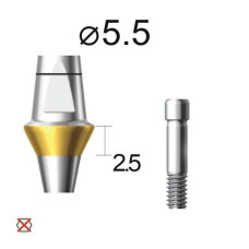 Абатмент прямий (титан Grade4+TiN) SuperLine (СуперЛайн) № DAB5525NL, 1шт діам.= 5.50 мм; форма: без шестигранника; вис.ясен.= 2.5 мм; вис.= 5.5 мм (+фікс.гвинт ASC2045) (Dentium/Дентіум)