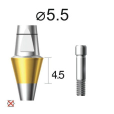 Абатмент прямий (титан Grade4+TiN) SuperLine (СуперЛайн) № DAB5545NL, 1шт діам.= 5.50 мм; форма: без шестигранника; вис.ясен.= 4.5 мм; вис.= 5.5 мм (+фікс.гвинт ASC2045) (Dentium/Дентіум)