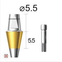 Абатмент прямий (титан Grade4+TiN) SuperLine (СуперЛайн) № DAB5555NL, 1шт діам.= 5.50 мм; форма: без шестигранника; вис.ясен.= 5.5 мм; вис.= 5.5 мм (+фікс.гвинт ASC2045) (Dentium/Дентіум)
