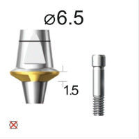 Абатмент прямий (титан Grade4+TiN) SuperLine (СуперЛайн) № DAB6515NL, 1шт діам.= 6.50 мм; форма: без шестигранника; вис.ясен.= 1.5 мм; вис.= 6.5 мм (+фікс.гвинт ASC2045) (Dentium/Дентіум)