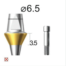 Абатмент прямий (титан Grade4+TiN) SuperLine (СуперЛайн) № DAB6535NL, 1шт діам.= 6.50 мм; форма: без шестигранника; вис.ясен.= 3.5 мм; вис.= 6.5 мм (+фікс.гвинт ASC2045) (Dentium/Дентіум)