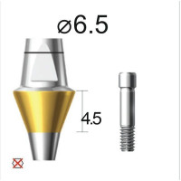 Абатмент прямий (титан Grade4+TiN) SuperLine (СуперЛайн) № DAB6545NL, 1шт діам.= 6.50 мм; форма: без шестигранника; вис.ясен.= 4.5 мм; вис.= 6.5 мм (+фікс.гвинт ASC2045) (Dentium/Дентіум)