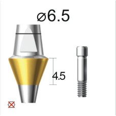 Абатмент прямий (титан Grade4+TiN) SuperLine (СуперЛайн) № DAB6545NL, 1шт діам.= 6.50 мм; форма: без шестигранника; вис.ясен.= 4.5 мм; вис.= 6.5 мм (+фікс.гвинт ASC2045) (Dentium/Дентіум)