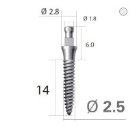 Імплантат кулькова опора SlimLine (SlimOneBody) (СлімЛайн (СлімВанБоді)) № EBS252014, 1шт діам.= 2.50 мм; довжина= 14 мм; вис.ясен.= 2.0 мм (Dentium/Дентіум)