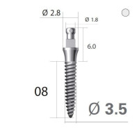 Імплантат кулькова опора SlimLine (SlimOneBody) (СлімЛайн (СлімВанБоді)) № EBS352008, 1шт діам.= 3.50 мм; довжина= 8.0 мм; вис.ясен.= 2.0 мм (Dentium/Дентіум)