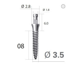 Імплантат кулькова опора SlimLine (SlimOneBody) (СлімЛайн (СлімВанБоді)) № EBS352008, 1шт діам.= 3.50 мм; довжина= 8.0 мм; вис.ясен.= 2.0 мм (Dentium/Дентіум)