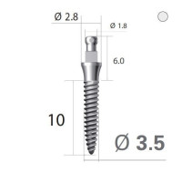 Імплантат кулькова опора SlimLine (SlimOneBody) (СлімЛайн (СлімВанБоді)) № IBS352010, 1шт діам.= 3.50 мм; довжина= 10 мм; вис.ясен.= 2.0 мм (Dentium/Дентіум)