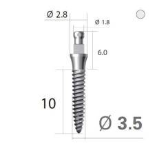 Імплантат кулькова опора SlimLine (SlimOneBody) (СлімЛайн (СлімВанБоді)) № IBS352010, 1шт діам.= 3.50 мм; довжина= 10 мм; вис.ясен.= 2.0 мм (Dentium/Дентіум)