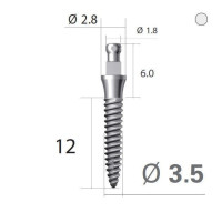 Імплантат кулькова опора SlimLine (SlimOneBody) (СлімЛайн (СлімВанБоді)) № EBS352012, 1шт діам.= 3.50 мм; довжина= 12 мм; вис.ясен.= 2.0 мм (Dentium/Дентіум)