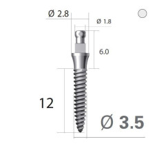 Імплантат кулькова опора SlimLine (SlimOneBody) (СлімЛайн (СлімВанБоді)) № EBS352012, 1шт діам.= 3.50 мм; довжина= 12 мм; вис.ясен.= 2.0 мм (Dentium/Дентіум)