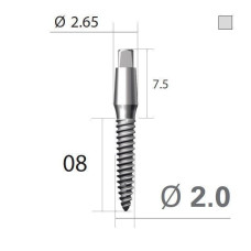 Імплантат 4-х гранна опора SlimLine (SlimOneBody) (СлімЛайн (СлімВанБоді)) № EUS203008, 1шт діам.= 2.00 мм; довжина= 8.0 мм; вис.ясен.= 1.5 мм (Dentium/Дентіум)