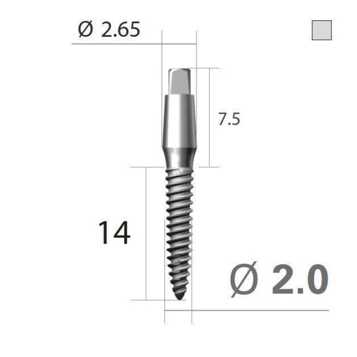 Імплантат 4-х гранна опора SlimLine (SlimOneBody) (СлімЛайн (СлімВанБоді)) № EUS203014, 1шт діам.= 2.00 мм; довжина= 14 мм; вис.ясен.= 1.5 мм (Dentium/Дентіум)