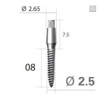 Імплантат 4-х гранна опора SlimLine (SlimOneBody) (СлімЛайн (СлімВанБоді)) № EUS251508, 1шт діам.= 2.50 мм; довжина= 8.0 мм; вис.ясен.= 1.5 мм (Dentium/Дентіум)