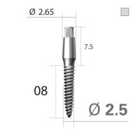 Імплантат 4-х гранна опора SlimLine (SlimOneBody) (СлімЛайн (СлімВанБоді)) № EUS251508, 1шт діам.= 2.50 мм; довжина= 8.0 мм; вис.ясен.= 1.5 мм (Dentium/Дентіум)