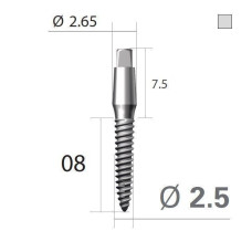 Імплантат 4-х гранна опора SlimLine (SlimOneBody) (СлімЛайн (СлімВанБоді)) № EUS251508, 1шт діам.= 2.50 мм; довжина= 8.0 мм; вис.ясен.= 1.5 мм (Dentium/Дентіум)