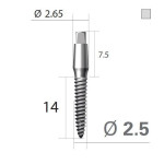Імплантат 4-х гранна опора SlimLine (SlimOneBody) (СлімЛайн (СлімВанБоді)) № EUS251514, 1шт діам.= 2.50 мм; довжина= 14 мм; вис.ясен.= 1.5 мм (Dentium/Дентіум)