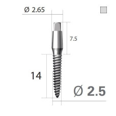 Імплантат 4-х гранна опора SlimLine (SlimOneBody) (СлімЛайн (СлімВанБоді)) № EUS251514, 1шт діам.= 2.50 мм; довжина= 14 мм; вис.ясен.= 1.5 мм (Dentium/Дентіум)