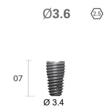 Імплантат фаска = 0.5 мм SuperLine MF (СуперЛайн) № FX3607SW, 1шт діам.= 3.60/3.40 мм; довжина= 7.0 мм (+гвинт-зуглушка у комплект не входить) (Dentium/Дентіум)