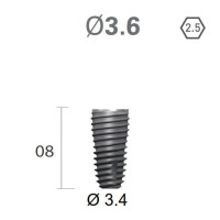 Імплантат фаска = 0.15 мм SuperLine MF (СуперЛайн) № FX3608SW, 1шт діам.= 3.60/3.40 мм; довжина= 8.0 мм (+гвинт-зуглушка у комплект не входить) (Dentium/Дентіум)