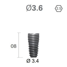 Імплантат фаска = 0.15 мм SuperLine MF (СуперЛайн) № FX3608SW, 1шт діам.= 3.60/3.40 мм; довжина= 8.0 мм (+гвинт-зуглушка у комплект не входить) (Dentium/Дентіум)