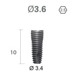 Імплантат фаска = 0.15 мм SuperLine MF (СуперЛайн) № FX3610SW, 1шт діам.= 3.60/3.40 мм; довжина= 10 мм (+гвинт-зуглушка у комплект не входить) (Dentium/Дентіум)